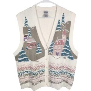 Napa Valley Christmas Vintage Knit Vest L Festive Holiday Winter